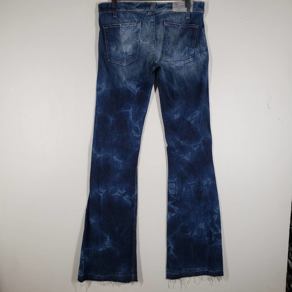Textile Elizabeth and James Jimi Washed Dye Flare Leg Jeans 30 Blue Released Hem - Picture 6 of 11